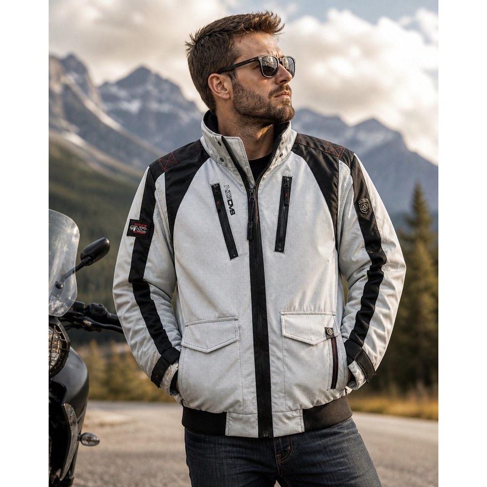 NOIZE Weather Gear Jacket‎ L Gray Black Moto Ski Insulated Puffer Coat Zip